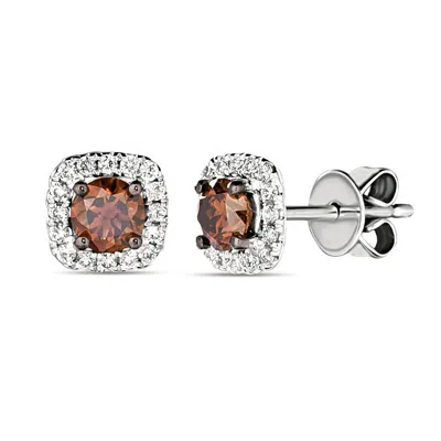 Le Vian Ladies Chocolate Diamonds Stud Earrings Set In 14k Vanilla Gold Fras 23 In Brown