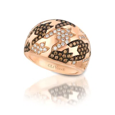 Le Vian Ladies Chocolate Houndstooth Rings Set In 14k Strawberry Gold