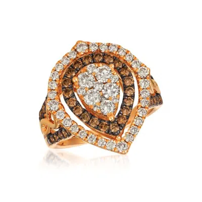 Le Vian Ladies Chocolate Pear Clusters Rings Set In 14k Strawberry Gold