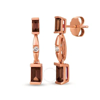 Le Vian Ladies Chocolate Quartz Earrings Set In 14k Strawberry Gold In Pink/rose Gold Tone/gold Tone