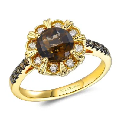 Le Vian Ladies Chocolate Quartz Rings Set In 14k Honey Gold In Multi
