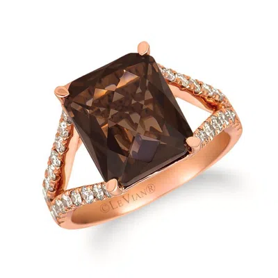 Le Vian Ladies Chocolate Quartz Rings Set In 14k Strawberry Gold