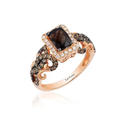 Le Vian Ladies Chocolate Quartz Rings Set In 14k Strawberry Gold