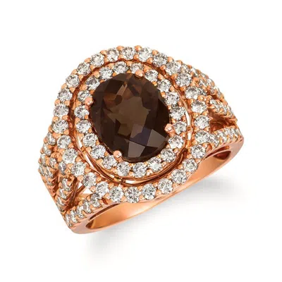 Le Vian Ladies Chocolate Quartz Rings Set In 14k Strawberry Gold In Brown