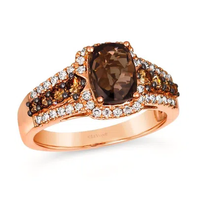 Le Vian Ladies Chocolate Quartz Rings Set In 14k Strawberry Gold In Multi
