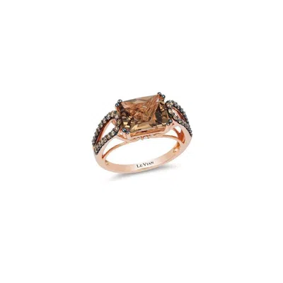 Le Vian Ladies Chocolate Quartz Rings Set In 14k Strawberry Gold
