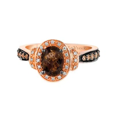 Le Vian Ladies Chocolate Quartz Rings Set In 14k Strawberry Gold