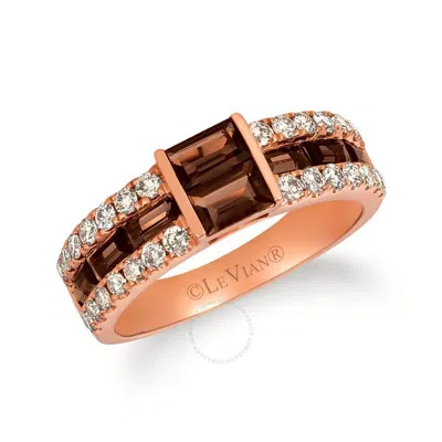 Le Vian Ladies Chocolate Quartz Rings Set In 14k Strawberry Gold In Pink