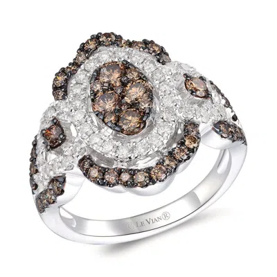 Le Vian Ladies Chocolate Scallops Rings Set In 14k Vanilla Gold In Silver