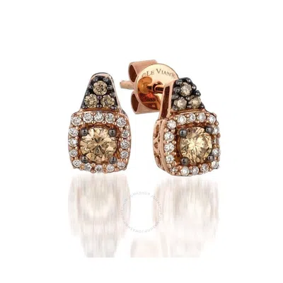 Le Vian Ladies Chocolate Solitaire Earrings Set In 14k Strawberry Gold In Pink