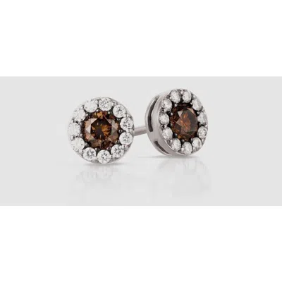 Le Vian Ladies Chocolate Solitaire Earrings Set In 14k Vanilla Gold In Brown