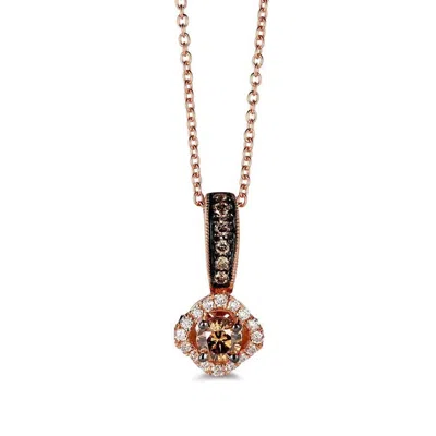 Le Vian Ladies Chocolate Solitaire Necklaces In 14k Strawberry Gold