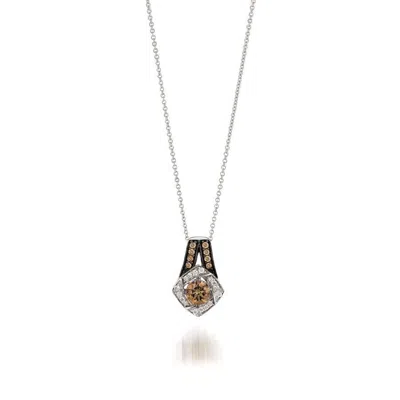 Le Vian Ladies Chocolate Solitaire Necklaces Set In 14k Vanilla Gold In Metallic