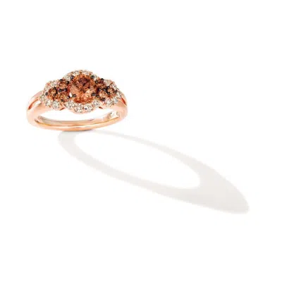 Le Vian Ladies Chocolate Solitaire Ring In 14k Strawberry Gold In Orange