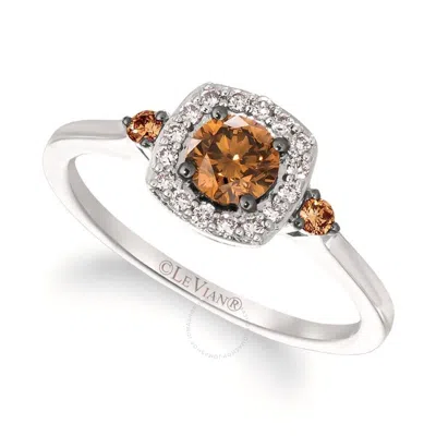 Le Vian Ladies Chocolate Solitaire Ring Set In 14k Vanilla Gold In Metallic