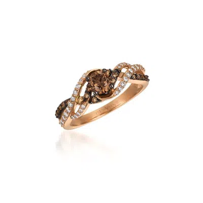 Le Vian Ladies Chocolate Solitaire Rings In 14k Strawberry Gold In Brown