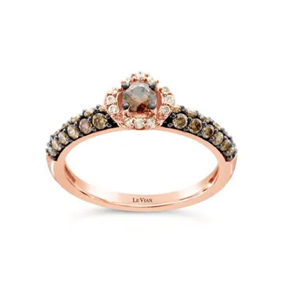 Le Vian Ladies Chocolate Solitaire Rings Set In 14k Strawberry Gold
