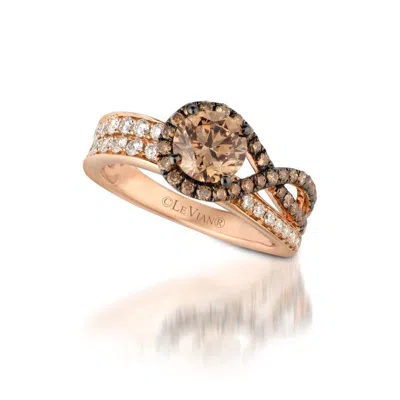 Le Vian Ladies Chocolate Solitaire Rings Set In 14k Strawberry Gold In Brown
