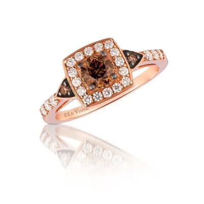 Le Vian Ladies Chocolate Solitaire Rings Set In 14k Strawberry Gold In Multi