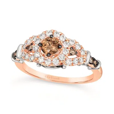 Le Vian Ladies Chocolate Solitaire Rings Set In 14k Two Tone Gold