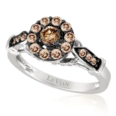 Le Vian Ladies Chocolate Solitaire Rings Set In 14k Vanilla Gold In Multi