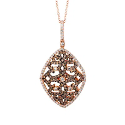 Le Vian Ladies Chocolate Strawberry Lace Necklaces Set In 14k Strawberry Gold In Brown