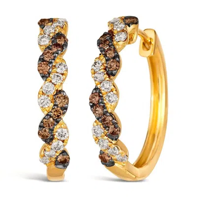 Le Vian Ladies Chocolate Twist Earrings Set In 14k Honey Gold