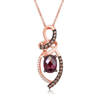 Le Vian 14k Strawberry Gold 1.75 Ct. Tw. Diamond & Rhodolite Pendant Necklace In Pink/rose Gold Tone/gold Tone
