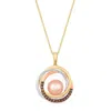 Le Vian 14k Tri-tone 0.33 Ct. Tw. Diamond & 9-10mm Pearl Necklace In Gold Tone