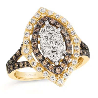 Le Vian Ladies Composite Center Rings Set In 14k Strawberry Gold In Multi