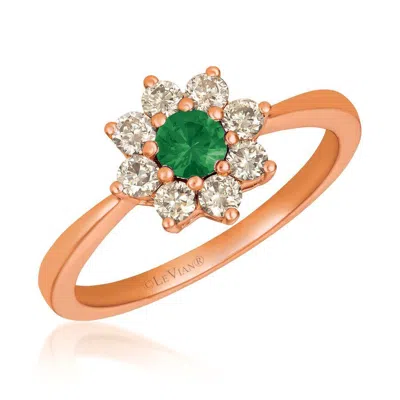 Le Vian Ladies Costa Smeralda Emeralds Rings Set In 14k Strawberry Gold In Green