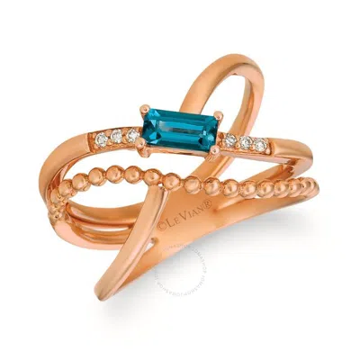 Le Vian Ladies Deep Sea Blue Topaz Collection Rings Set In 14k Strawberry Gold In Rose Gold-tone