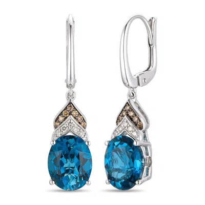 Le Vian Ladies Deep Sea Blue Topaz Earrings Set In 14k Vanilla Gold