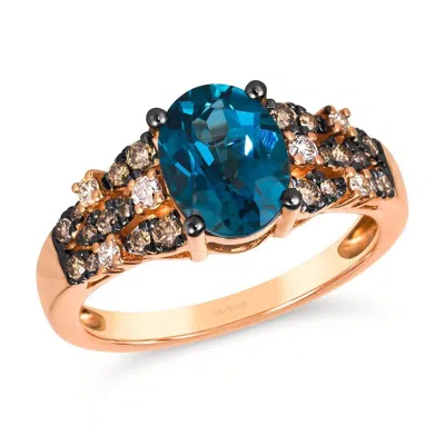 Le Vian Ladies Deep Sea Blue Topaz Mosaic Rings Set In 14k Strawberry Gold