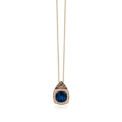 Le Vian Ladies Deep Sea Blue Topaz Necklaces Set In 14k Strawberry Gold
