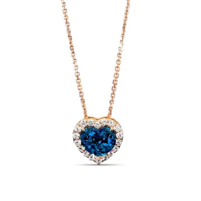 Le Vian Ladies Deep Sea Blue Topaz Necklaces Set In 14k Strawberry Gold In Brown