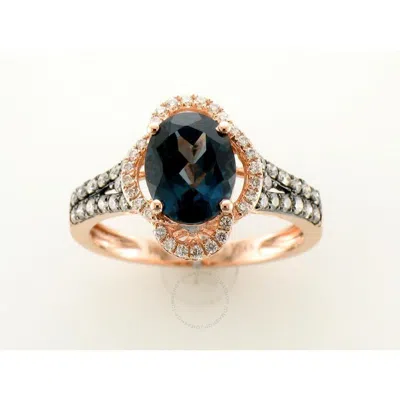 Le Vian Ladies Deep Sea Blue Topaz Ring Set In 14k Strawberry Gold In Pink/rose Gold Tone/gold Tone