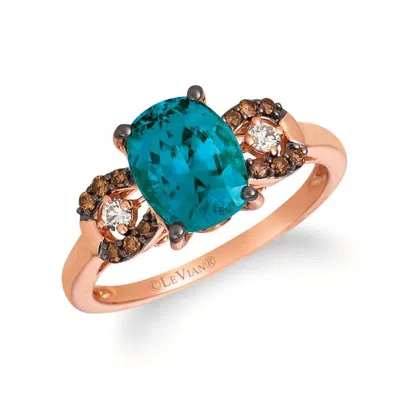 Le Vian Ladies Deep Sea Blue Topaz Rings Set In 14k Strawberry Gold In Brown