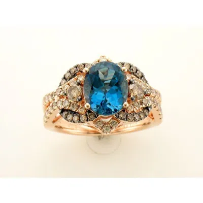 Le Vian Ladies Deep Sea Blue Topaz Rings Set In 14k Strawberry Gold