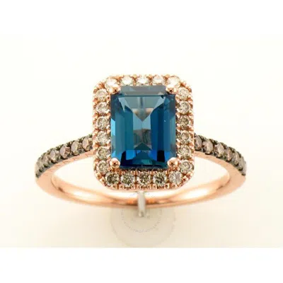 Le Vian Ladies Deep Sea Blue Topaz Rings Set In 14k Strawberry Gold In Pink/rose Gold Tone/gold Tone