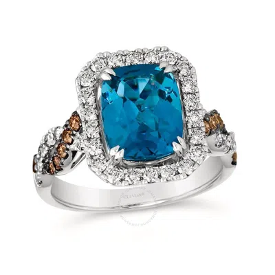 Le Vian Ladies Deep Sea Blue Topaz Rings Set In 14k Vanilla Gold In White