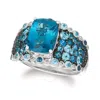 Le Vian Ladies Deep Sea Blue Topaz Rings Set In 14k Vanilla Gold In White