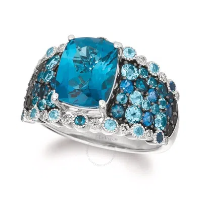 Le Vian Ladies Deep Sea Blue Topaz Rings Set In 14k Vanilla Gold In White