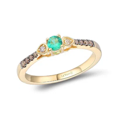 Le Vian Ladies Emeralds Rings Set In 14k Strawberry Gold In Yellow
