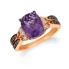 Le Vian Ladies Grape Amethyst Rings Set In 14k Strawberry Gold In Multi