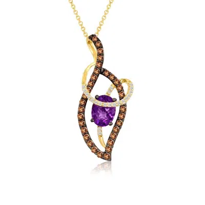 LE VIAN LE VIAN LADIES GRAPE AMETHYST SWIRL NECKLACES SET IN 14K HONEY GOLD