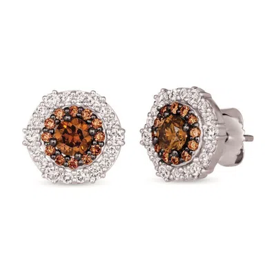 Le Vian Ladies  Platinum Collection Earrings Set In Platinum In Brown