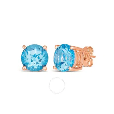 Le Vian Ladies  Ocean Blue Topaz Earrings Set In Silver With Strawberry Gold In Pink/rose Gold Tone/gold Tone