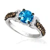 Le Vian Ladies Ocean Blue Topaz Rings Set In 14k Vanilla Gold In White