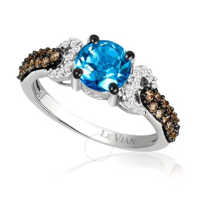 Le Vian Ladies Ocean Blue Topaz Rings Set In 14k Vanilla Gold In White